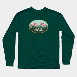 Pikes Peak Colorado Retro Mountain Oval Long Sleeve T-Shirt